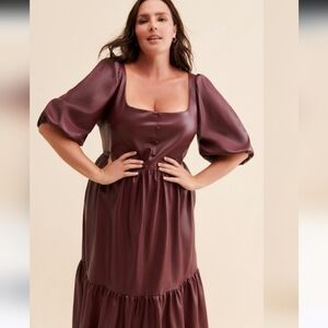 Anthropologie Deep Plum Long Sleeve Dress